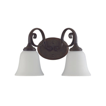 Craftmade Barrett Place 15" 2-Light Mocha Bronze Vanity Light With White Frosted Glass Shades