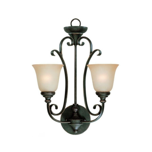 Craftmade Barrett Place 16" x 24" 2-Light Mocha Bronze Wall Sconce With Light Umber Etched Glass Shade