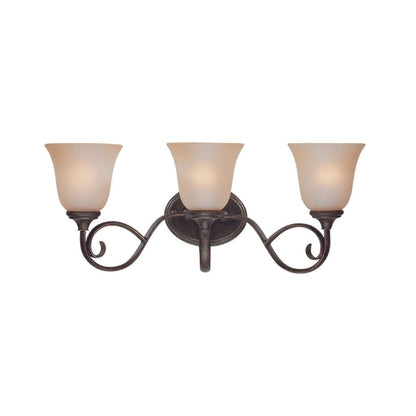 Craftmade Barrett Place 24" 3-Light Mocha Bronze Vanity Light With Light Umber Etched Glass Shades