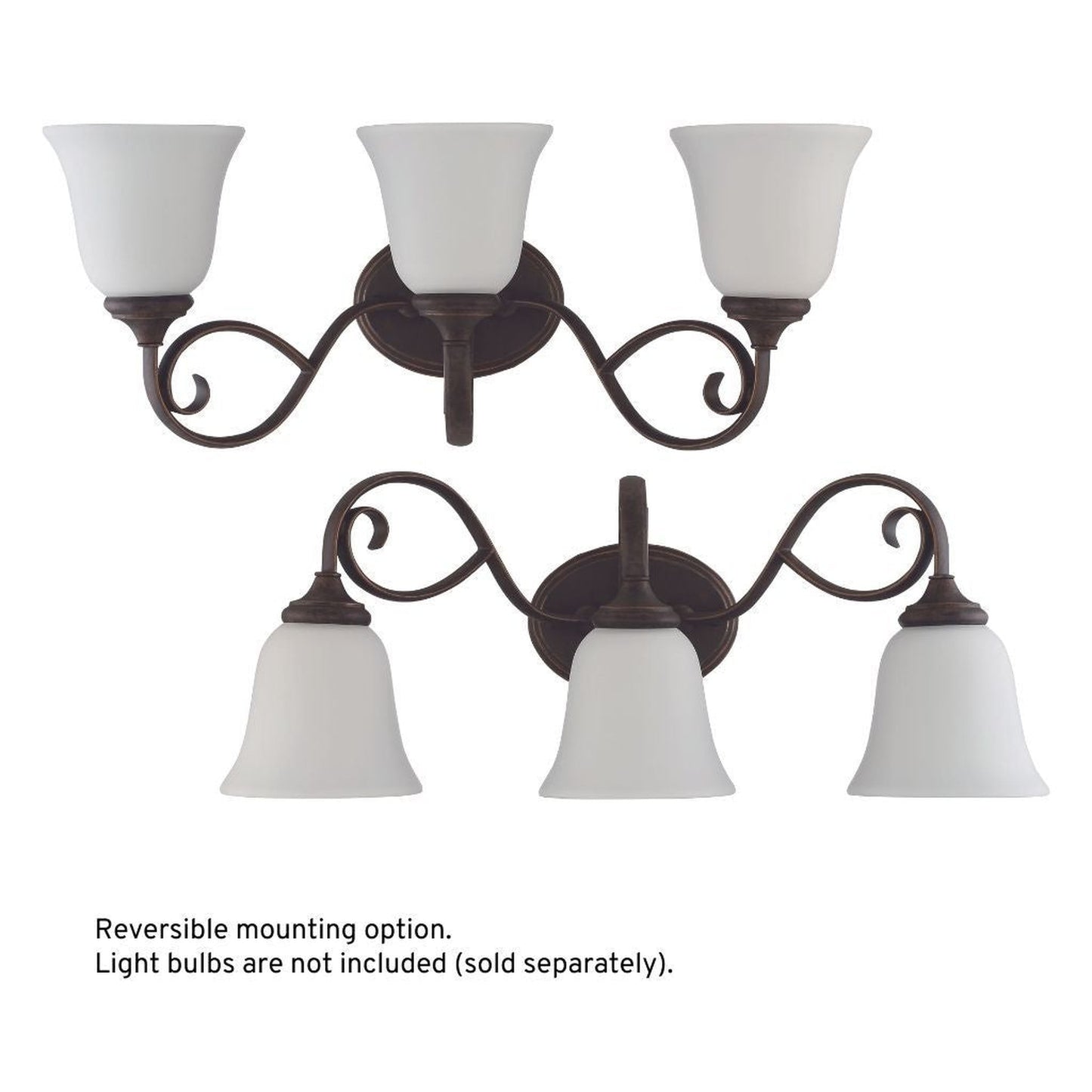 Craftmade Barrett Place 24" 3-Light Mocha Bronze Vanity Light With White Frosted Glass Shades