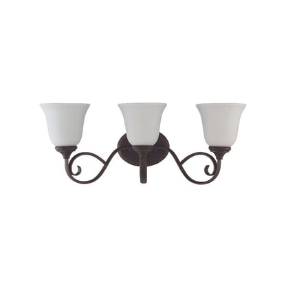 Craftmade Barrett Place 24" 3-Light Mocha Bronze Vanity Light With White Frosted Glass Shades