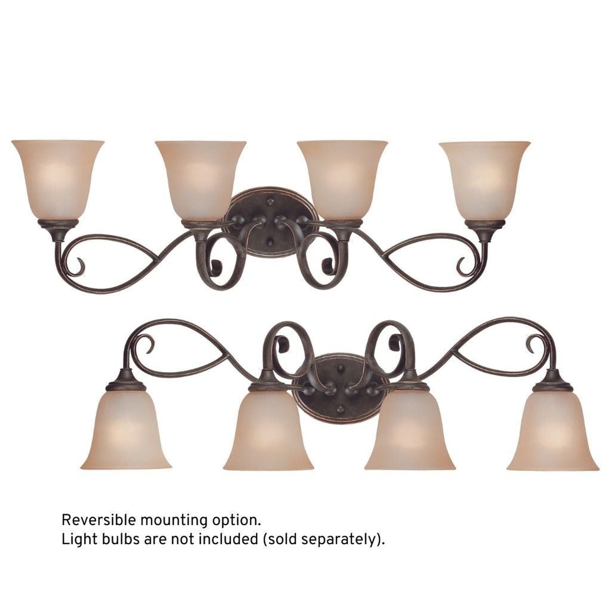 Craftmade Barrett Place 33" 4-Light Mocha Bronze Vanity Light With Light Umber Etched Glass Shades