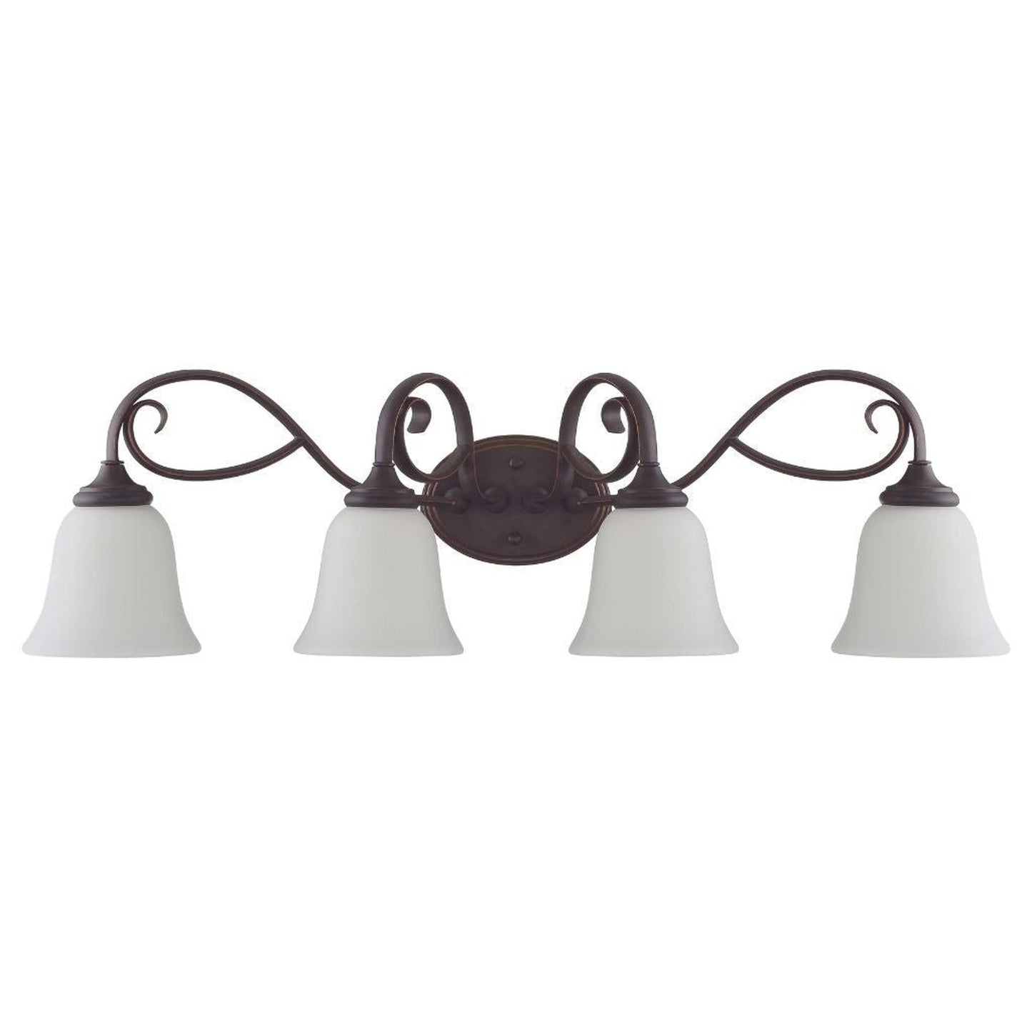 Craftmade Barrett Place 33" 4-Light Mocha Bronze Vanity Light With White Frosted Glass Shades