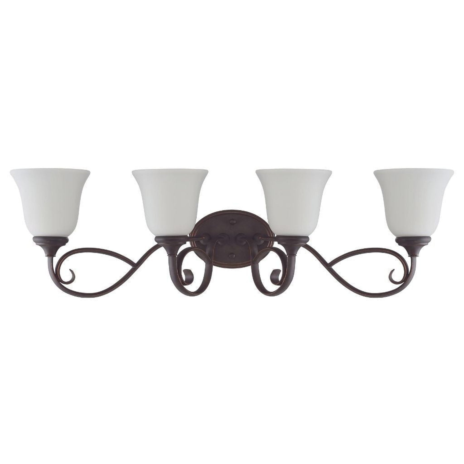 Craftmade Barrett Place 33" 4-Light Mocha Bronze Vanity Light With White Frosted Glass Shades