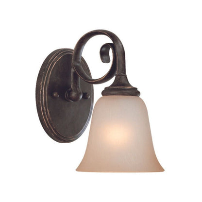 Craftmade Barrett Place 6" x 10" 1-Light Mocha Bronze Wall Sconce With Light Umber Etched Glass Shade
