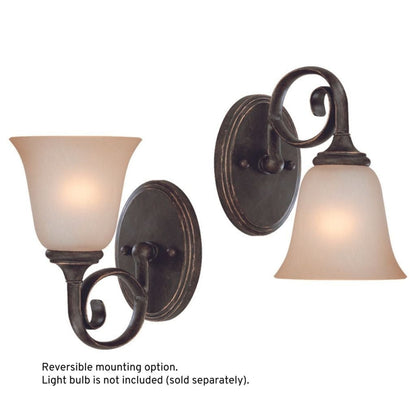 Craftmade Barrett Place 6" x 10" 1-Light Mocha Bronze Wall Sconce With Light Umber Etched Glass Shade