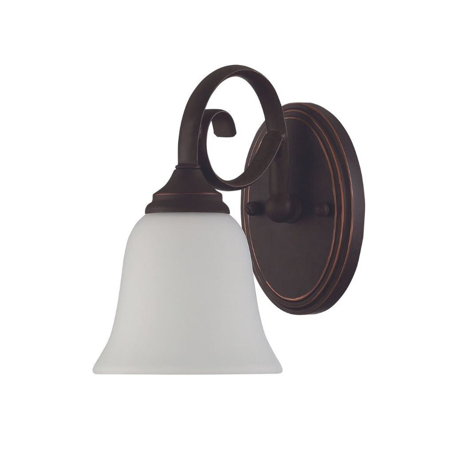 Craftmade Barrett Place 6" x 10" 1-Light Mocha Bronze Wall Sconce With white Frosted Glass Shade