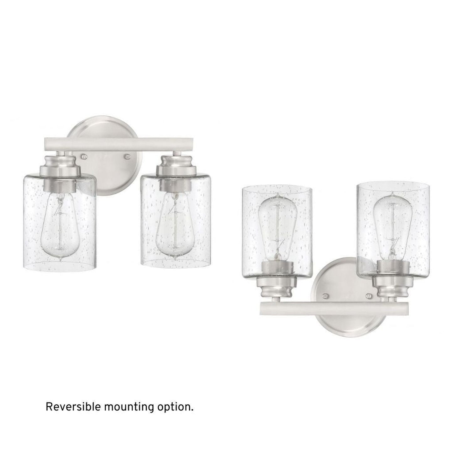 Craftmade Bolden 11" 2-Light Brushed Polished Nickel Vanity Light With Clear Seeded Glass Shades