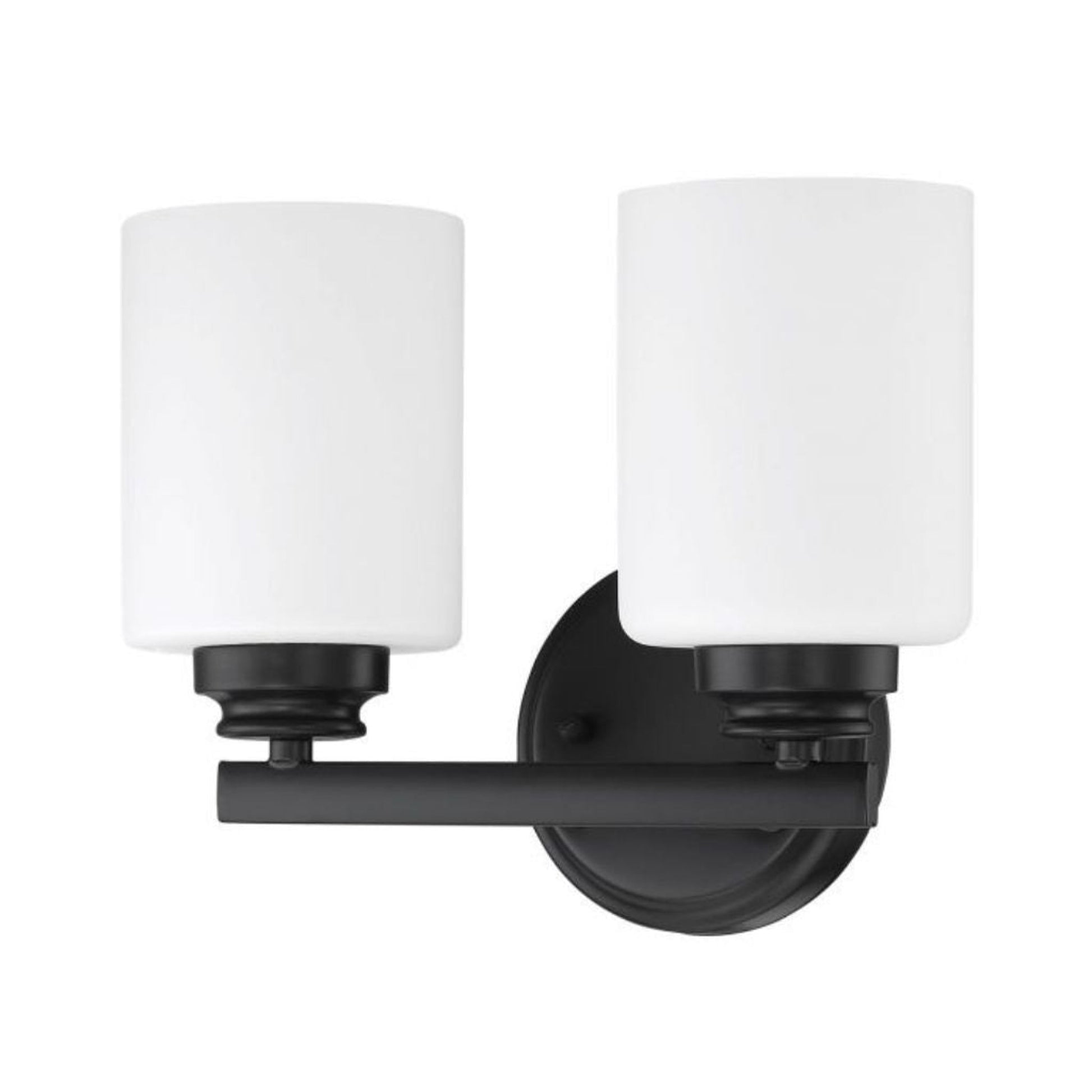 Craftmade Bolden 11" 2-Light Flat Black Vanity Light With White Frosted Glass Shades