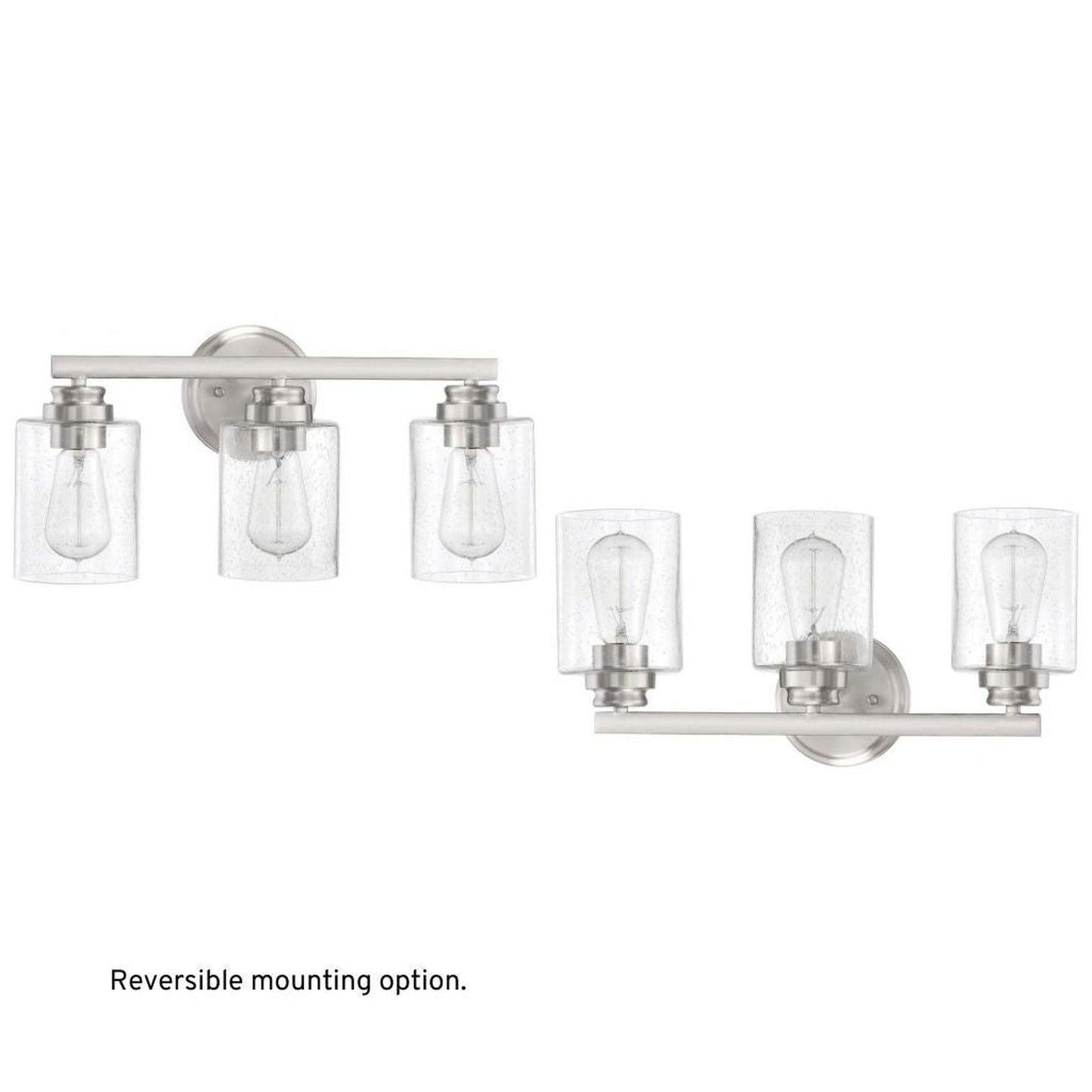 Craftmade Bolden 18" 3-Light Brushed Polished Nickel Vanity Light With Clear Seeded Glass Shades