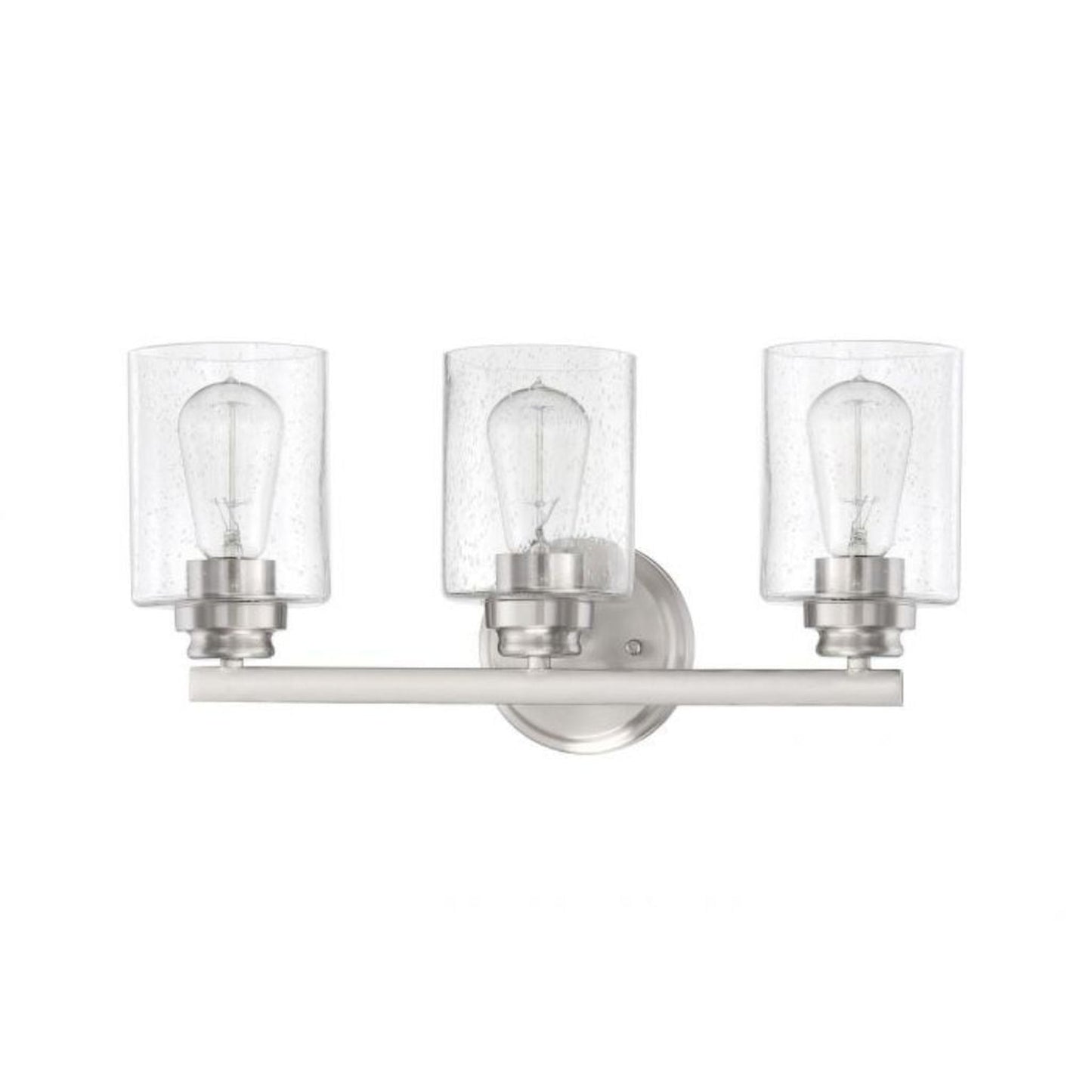 Craftmade Bolden 18" 3-Light Brushed Polished Nickel Vanity Light With Clear Seeded Glass Shades