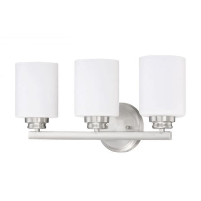 Craftmade Bolden 18" 3-Light Brushed Polished Nickel Vanity Light With White Frosted Glass Shades
