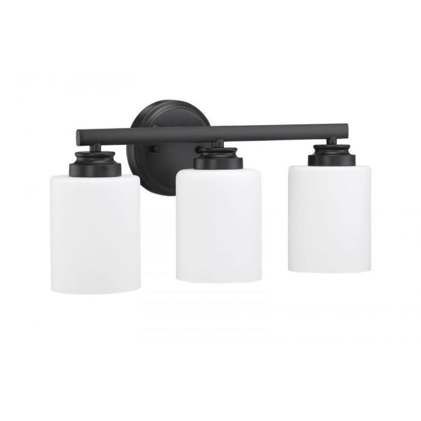Craftmade Bolden 18" 3-Light Flat Black Vanity Light With White Frosted Glass Shades