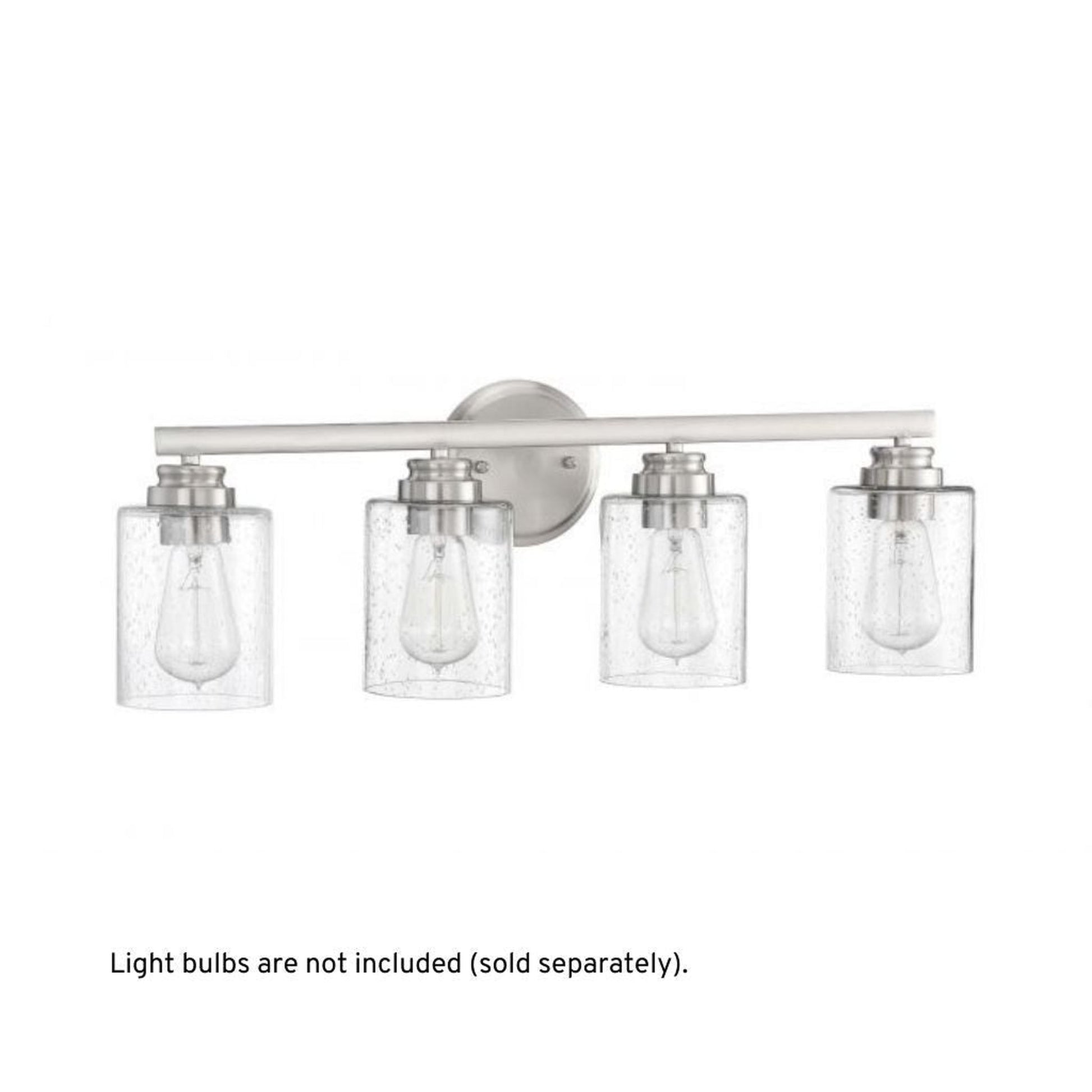 Craftmade Bolden 25" 4-Light Brushed Polished Nickel Vanity Light With Clear Seeded Glass Shades