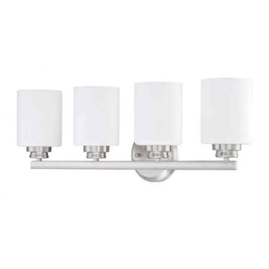 Craftmade Bolden 25" 4-Light Brushed Polished Nickel Vanity Light With White Frosted Glass Shades