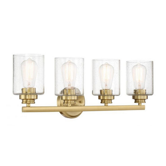 Craftmade Bolden 25" 4-Light Satin Brass Vanity Light With Clear Seeded Glass Shades