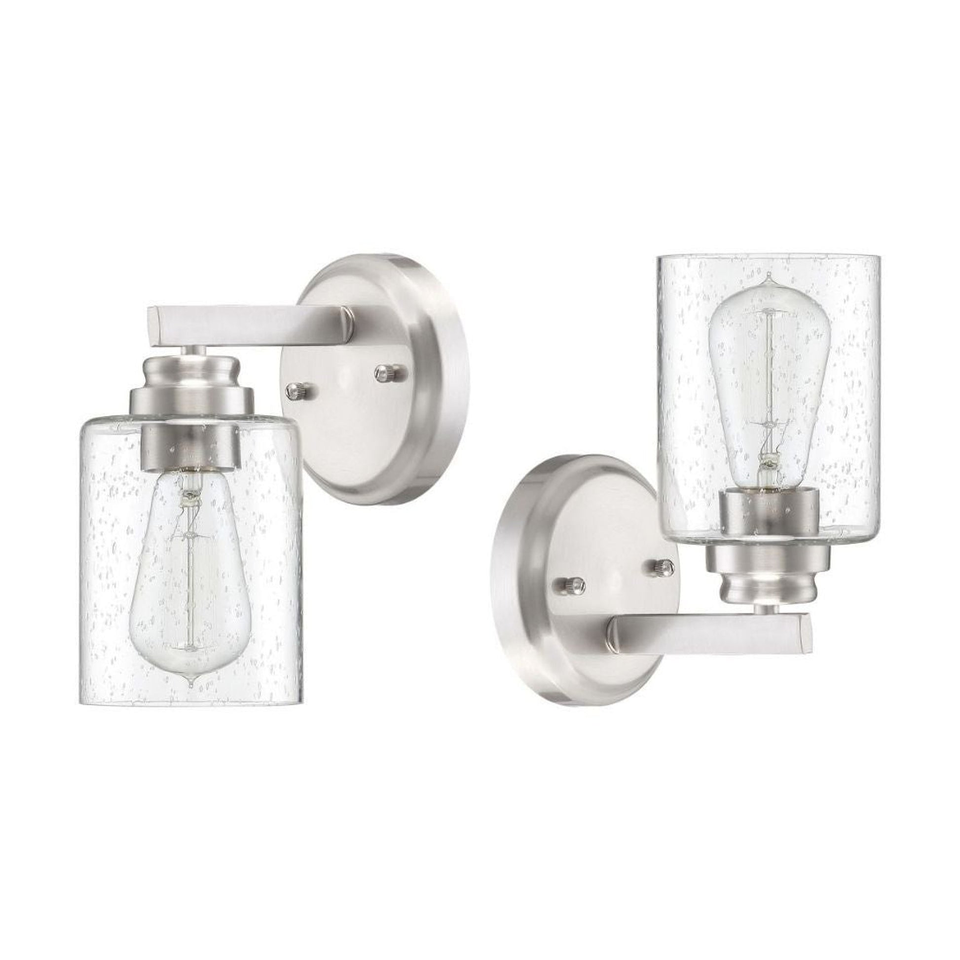 Craftmade Bolden 5" x 9" 1-Light Brushed Polished Nickel Wall Sconce With Clear Seeded Glass Shade