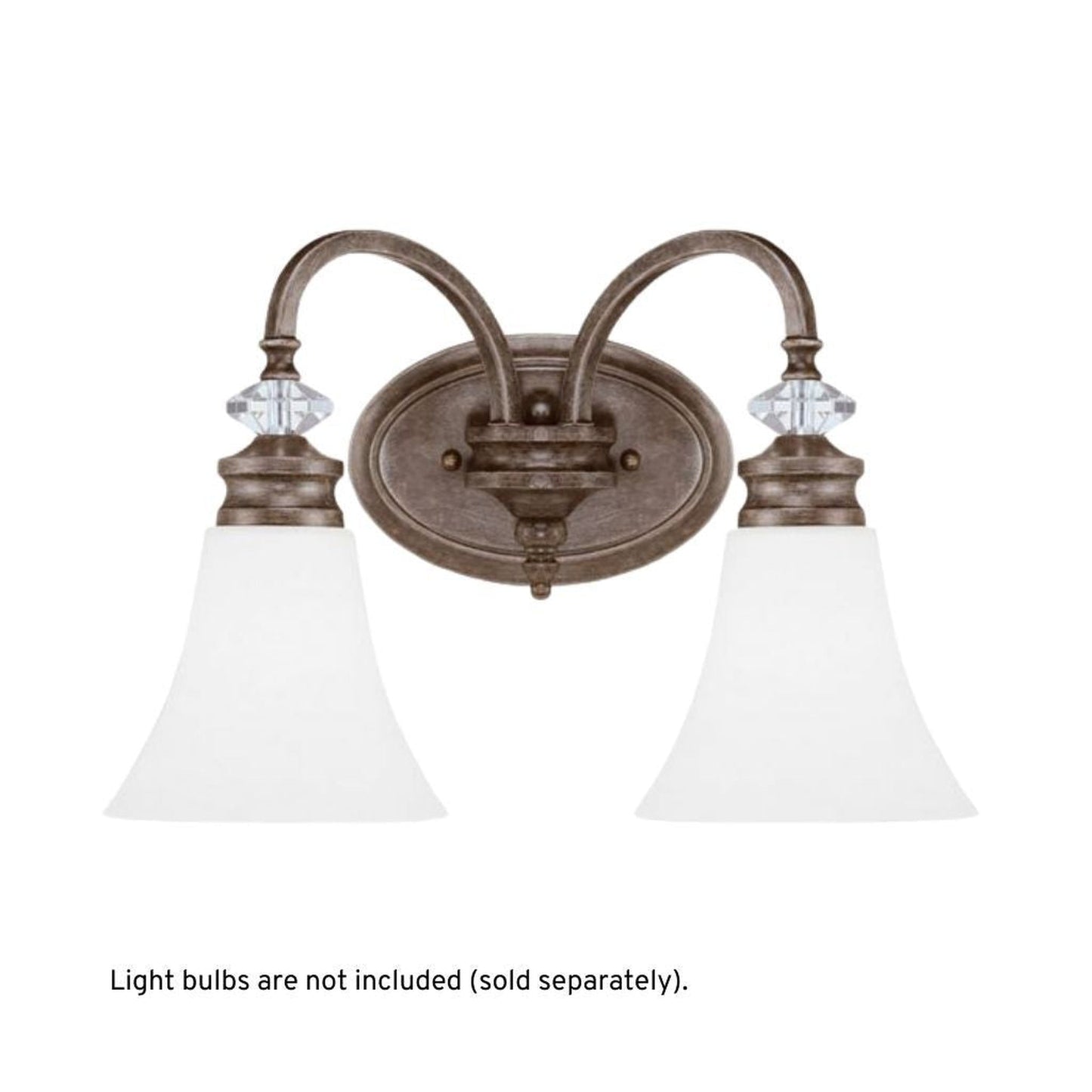 Craftmade Boulevard 17" 2-Light Mocha Bronze Wash Vanity Light With White Frosted Glass Shade