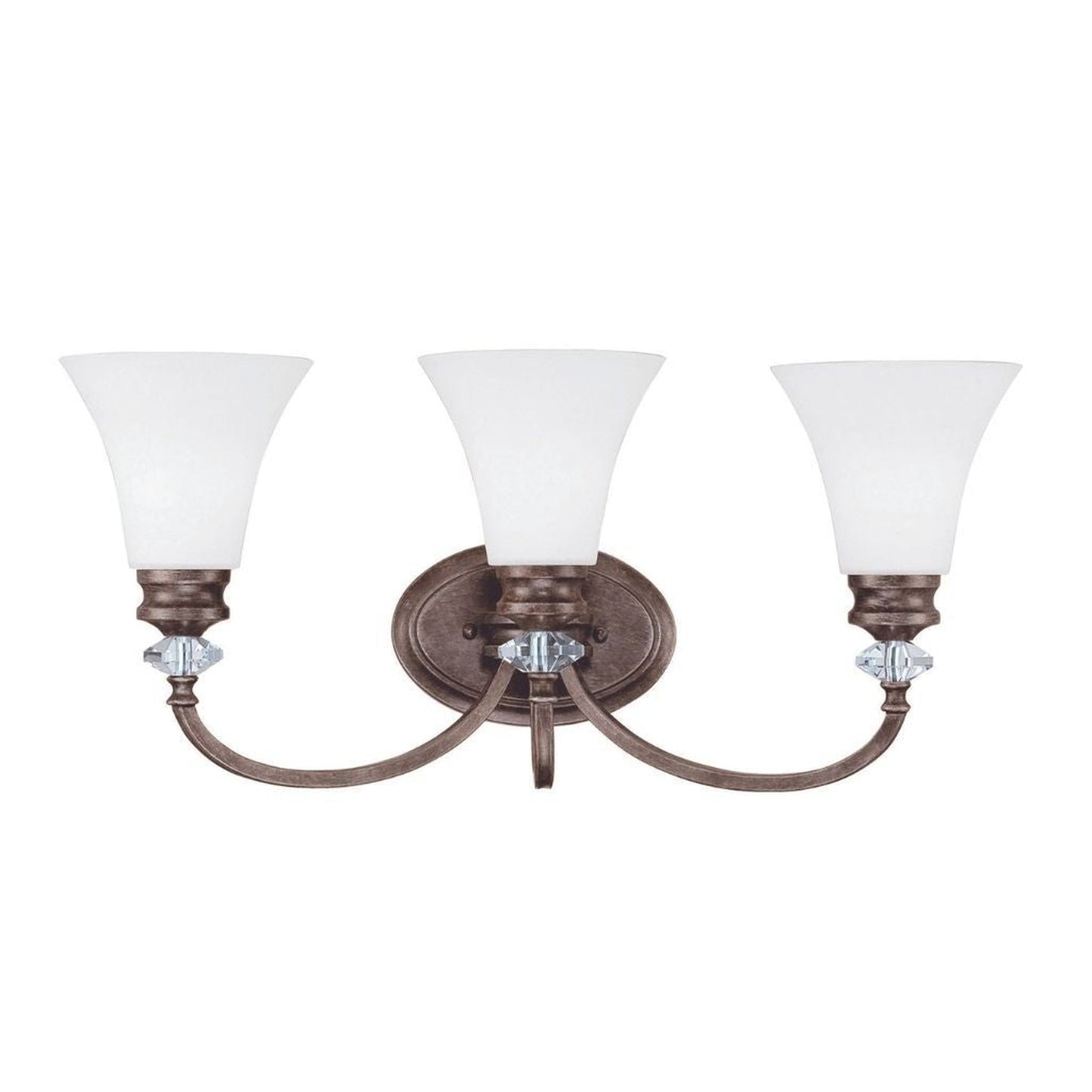 Craftmade Boulevard 25" 3-Light Mocha Bronze Wash Vanity Light With White Frosted Glass Shade