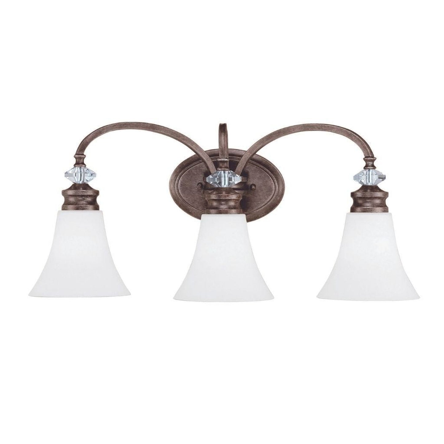 Craftmade Boulevard 25" 3-Light Mocha Bronze Wash Vanity Light With White Frosted Glass Shade