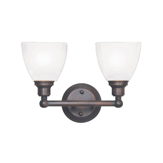 Craftmade Bradley 15" 2-Light Bronze Vanity Light With White Frosted Glass Shades
