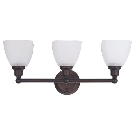 Craftmade Bradley 24" 3-Light Bronze Vanity Light With White Frosted Glass Shades
