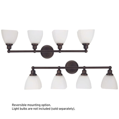 Craftmade Bradley 33" 4-Light Bronze Vanity Light With White Frosted Glass Shades