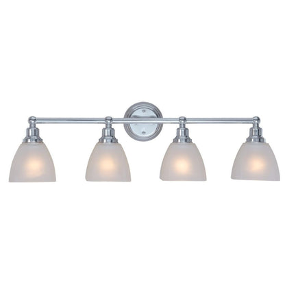 Craftmade Bradley 33" 4-Light Chrome Vanity Light With White Frosted Glass Shades