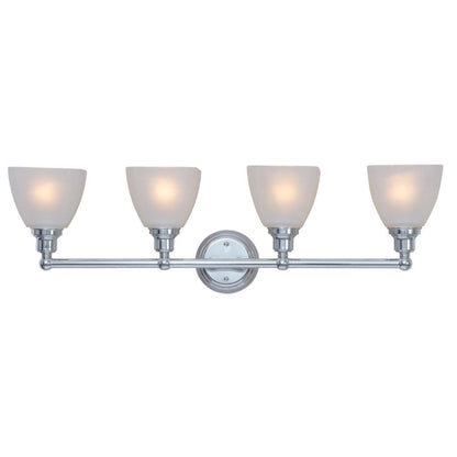 Craftmade Bradley 33" 4-Light Chrome Vanity Light With White Frosted Glass Shades