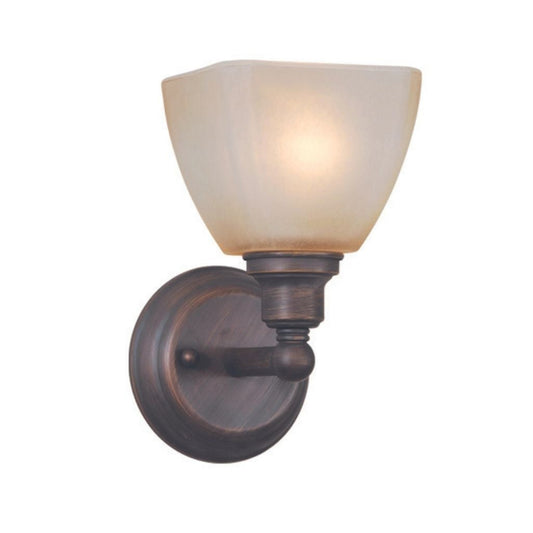 Craftmade Bradley 5" x 10" 1-Light Bronze Wall Sconce With Light Tea Stained Glass Shade