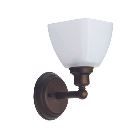 Craftmade Bradley 5" x 10" 1-Light Bronze Wall Sconce With White Frosted Glass Shade