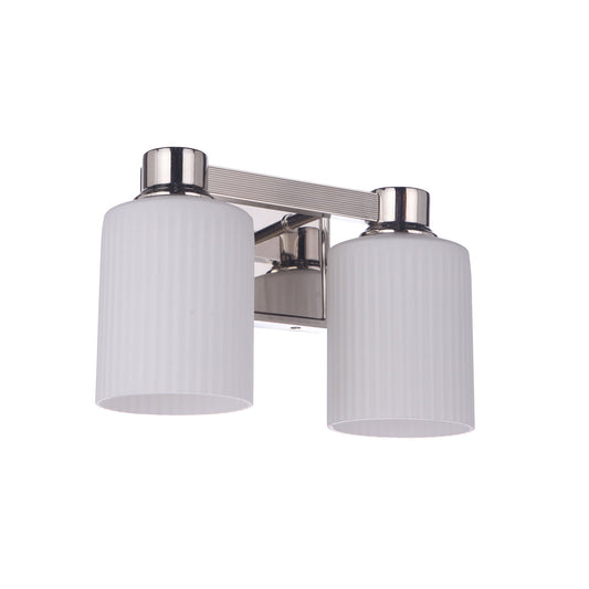 Craftmade Bretton 12" 2-Light Polished Nickel Vanity Light With White Fluted Glass Shades