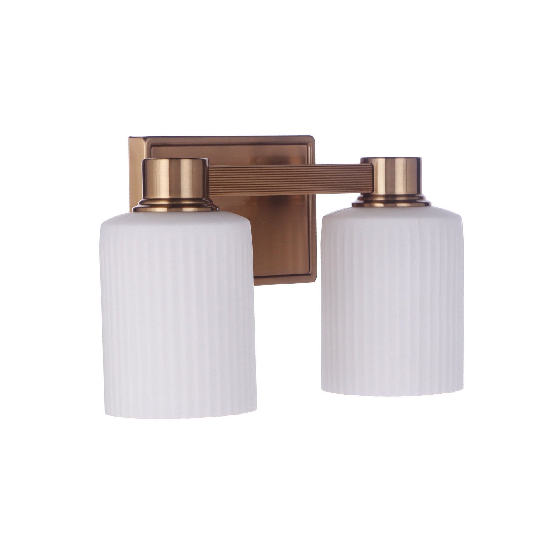 Craftmade Bretton 12" 2-Light Satin Brass Vanity Light With White Fluted Glass Shades