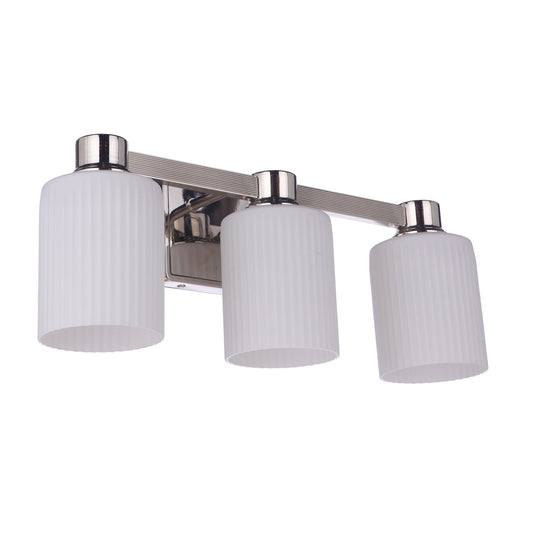 Craftmade Bretton 20" 3-Light Polished Nickel Vanity Light With White Fluted Glass Shades