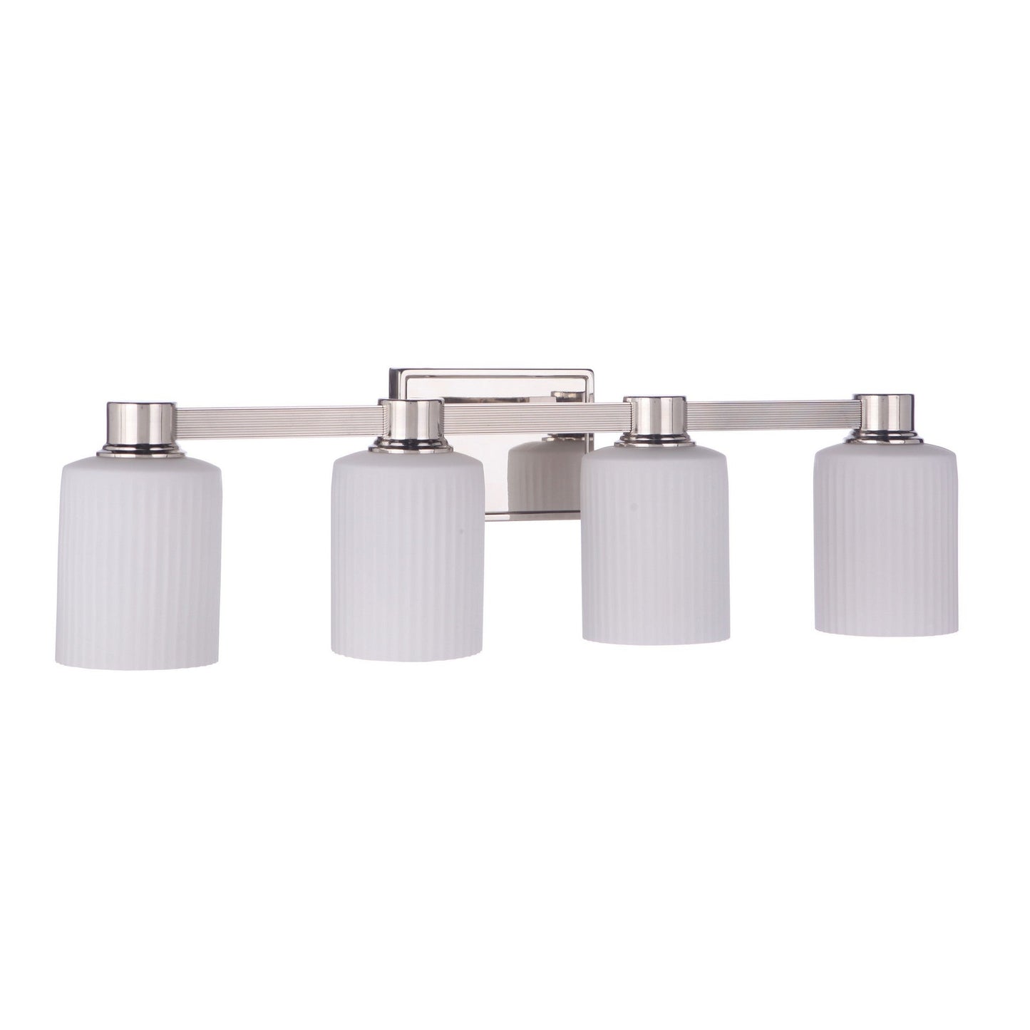 Craftmade Bretton 28" 4-Light Polished Nickel Vanity Light With White Fluted Glass Shades