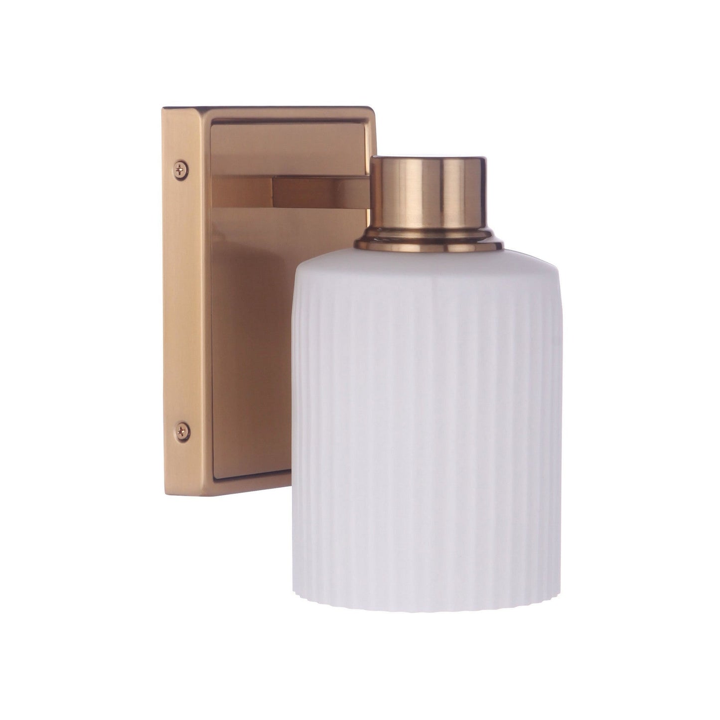 Craftmade Bretton 5" x 8" 1-Light Satin Brass Wall Sconce With White Fluted Glass Shades