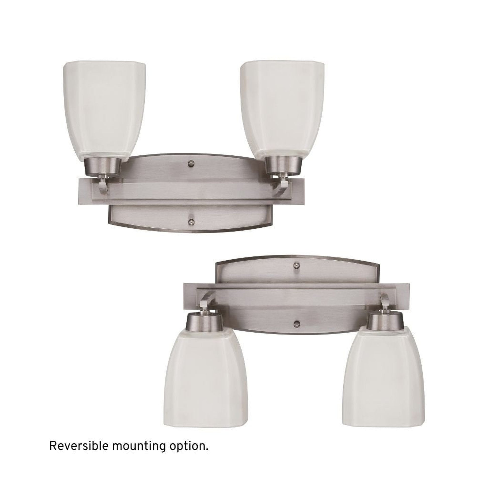 Craftmade Bridwell 16" 2-Light Brushed Polished Nickel Vanity Light With White Frosted Glass Shades