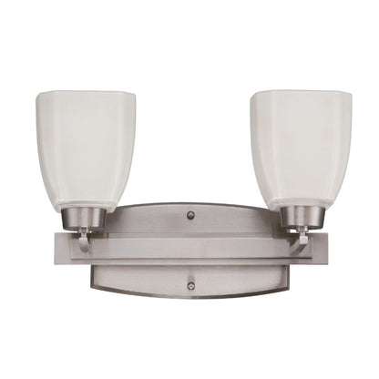 Craftmade Bridwell 16" 2-Light Brushed Polished Nickel Vanity Light With White Frosted Glass Shades