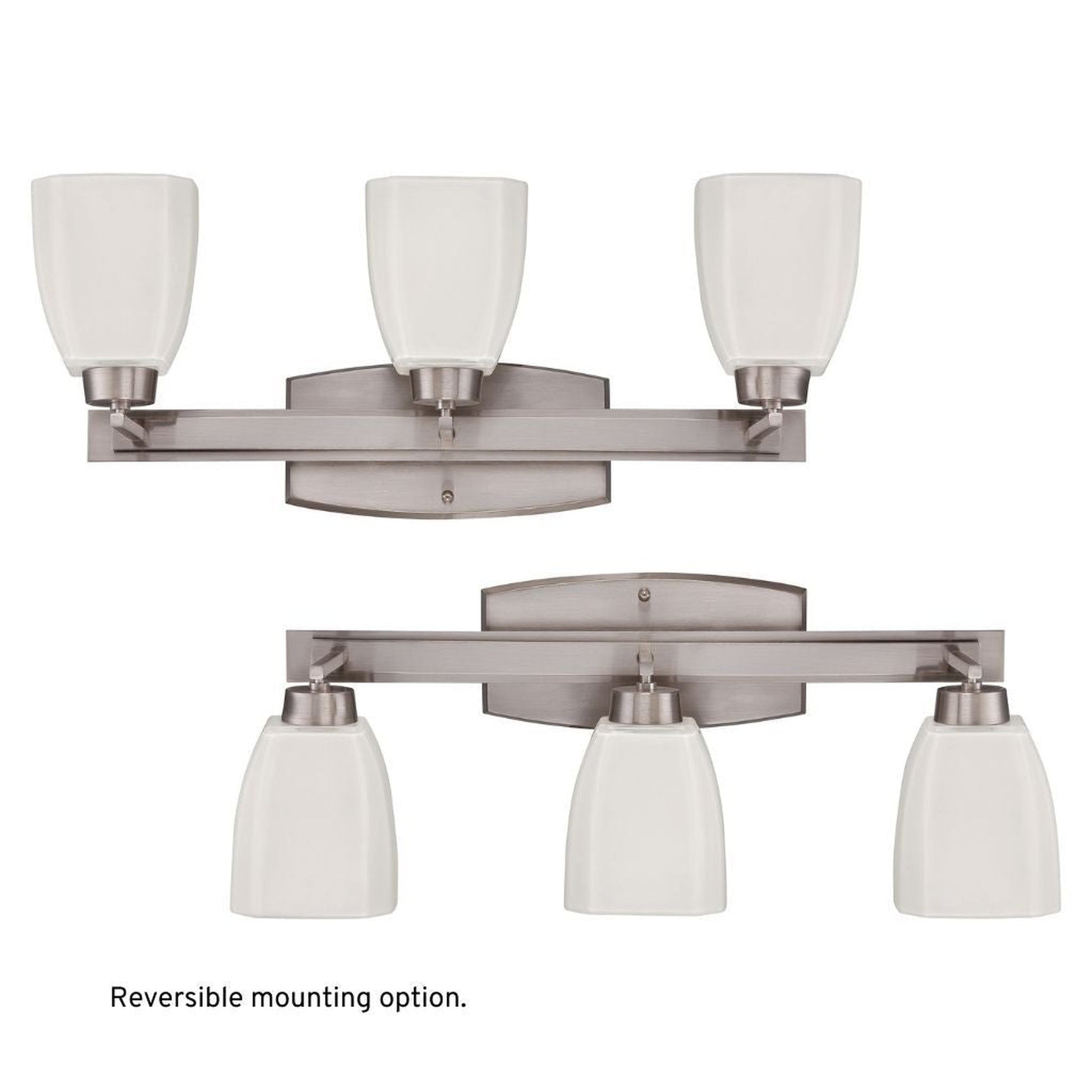 Craftmade Bridwell 24" 3-Light Brushed Polished Nickel Vanity Light With White Frosted Glass Shades