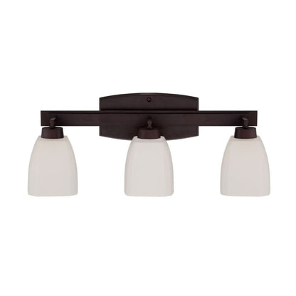 Craftmade Bridwell 24" 3-Light Oiled Bronze Vanity Light With White Frosted Glass Shades