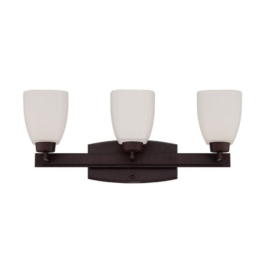 Craftmade Bridwell 24" 3-Light Oiled Bronze Vanity Light With White Frosted Glass Shades