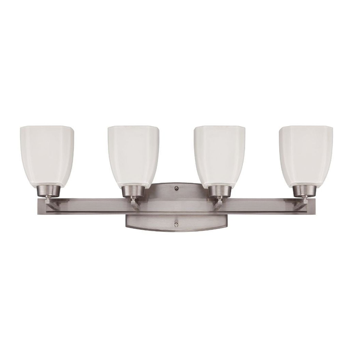 Craftmade Bridwell 28" 4-Light Brushed Polished Nickel Vanity Light With White Frosted Glass Shades