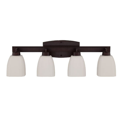 Craftmade Bridwell 28" 4-Light Oiled Bronze Vanity Light With White Frosted Glass Shades