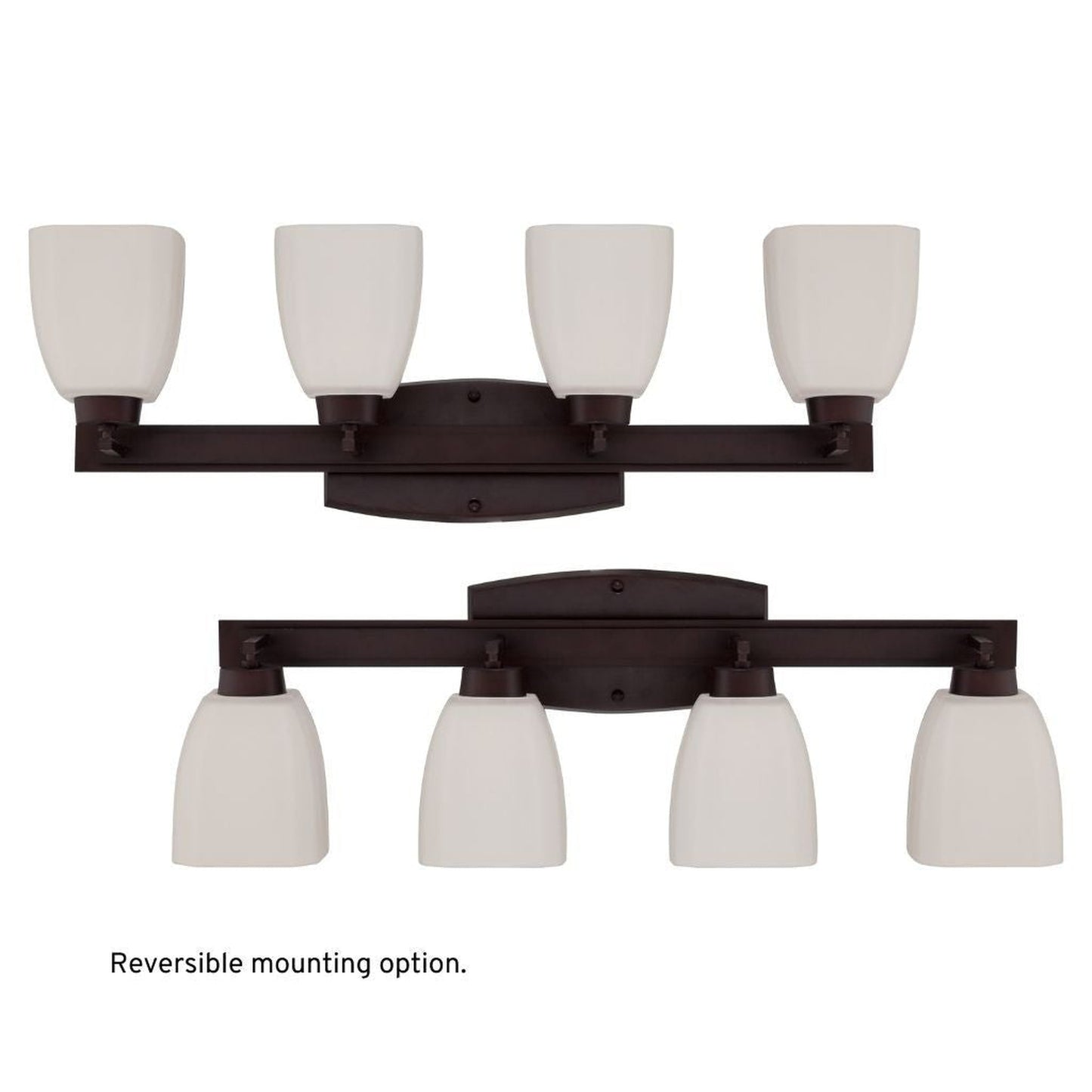 Craftmade Bridwell 28" 4-Light Oiled Bronze Vanity Light With White Frosted Glass Shades