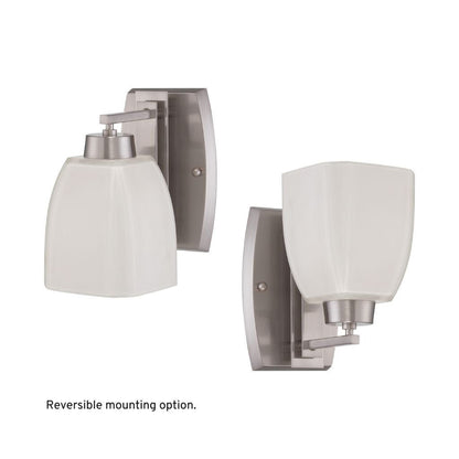Craftmade Bridwell 5" x 8" 1-Light Brushed Polished Nickel Wall Sconce With White Frosted Glass Shade