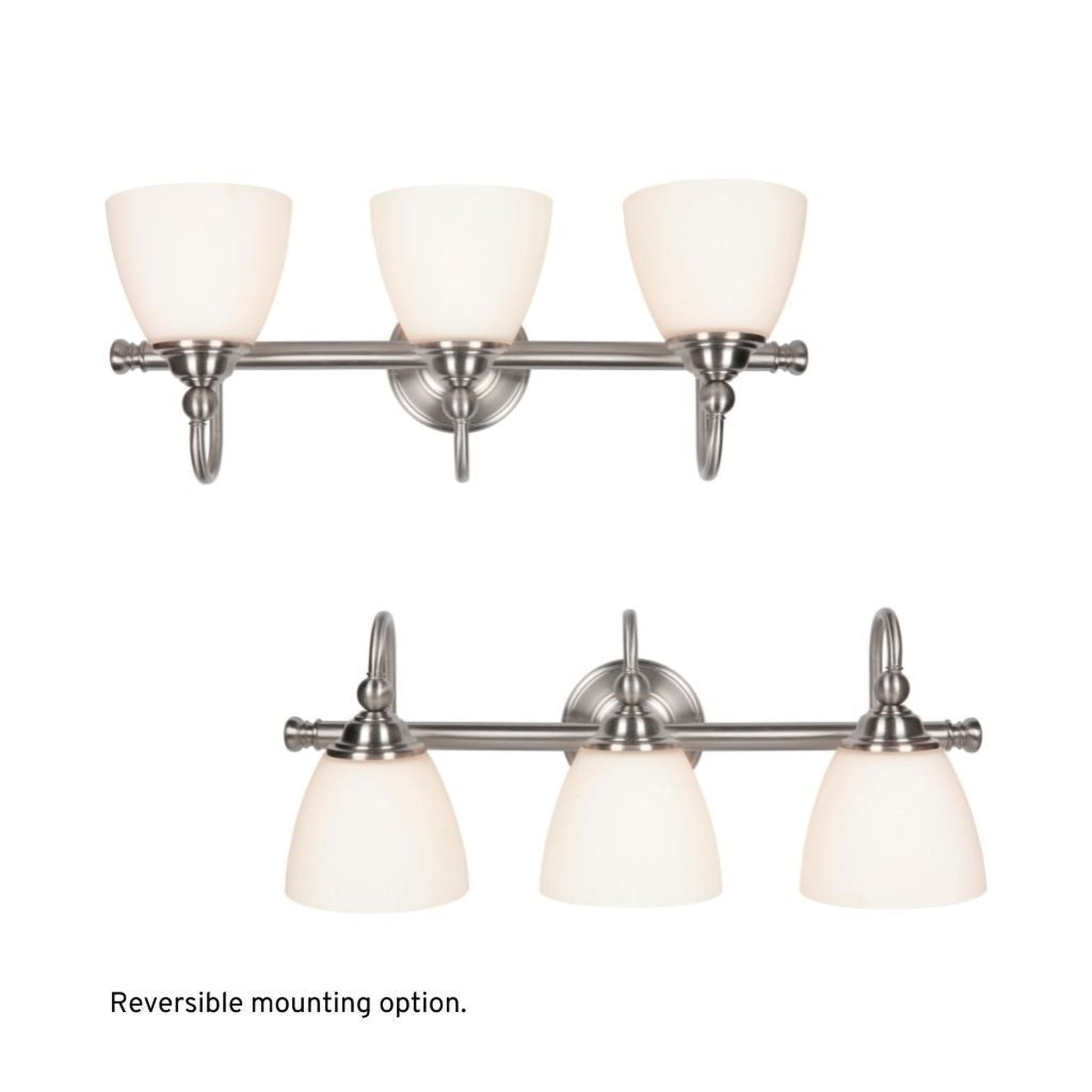 Craftmade Brighton 24" 3-Light Brushed Polished Nickel Vanity Light With White Frosted Glass Shades