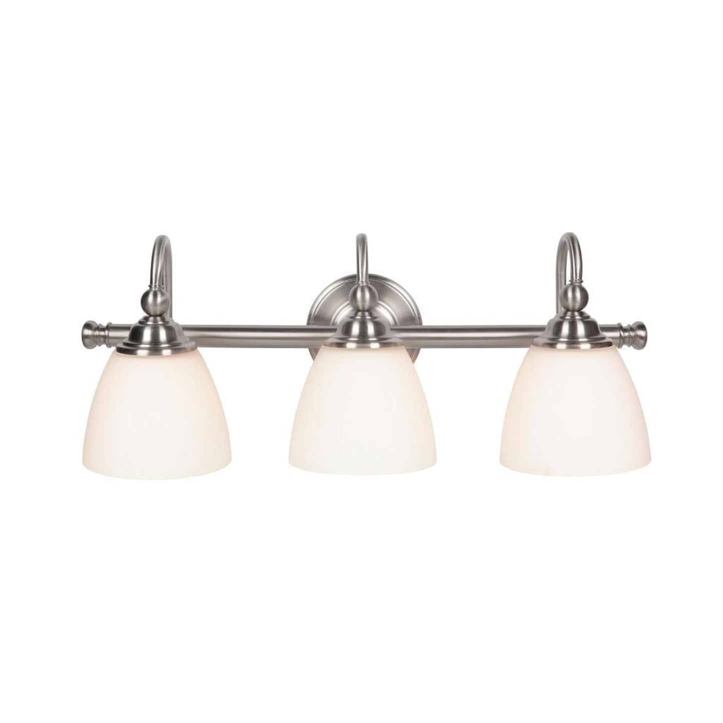 Craftmade Brighton 24" 3-Light Brushed Polished Nickel Vanity Light With White Frosted Glass Shades