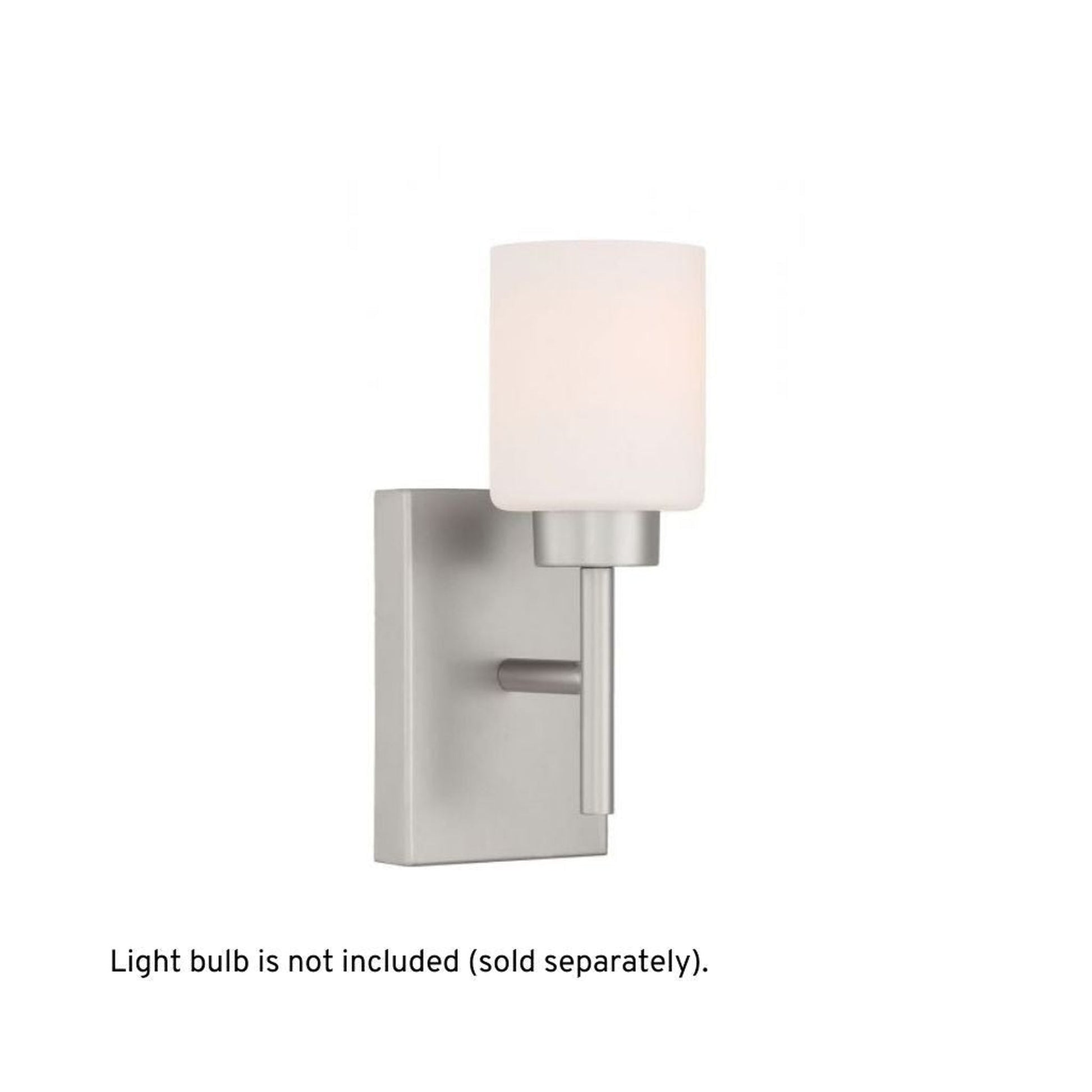 Craftmade Cadence 5" x 11" 1-Light Satin Nickel Wall Sconce With White Frosted Glass Shade