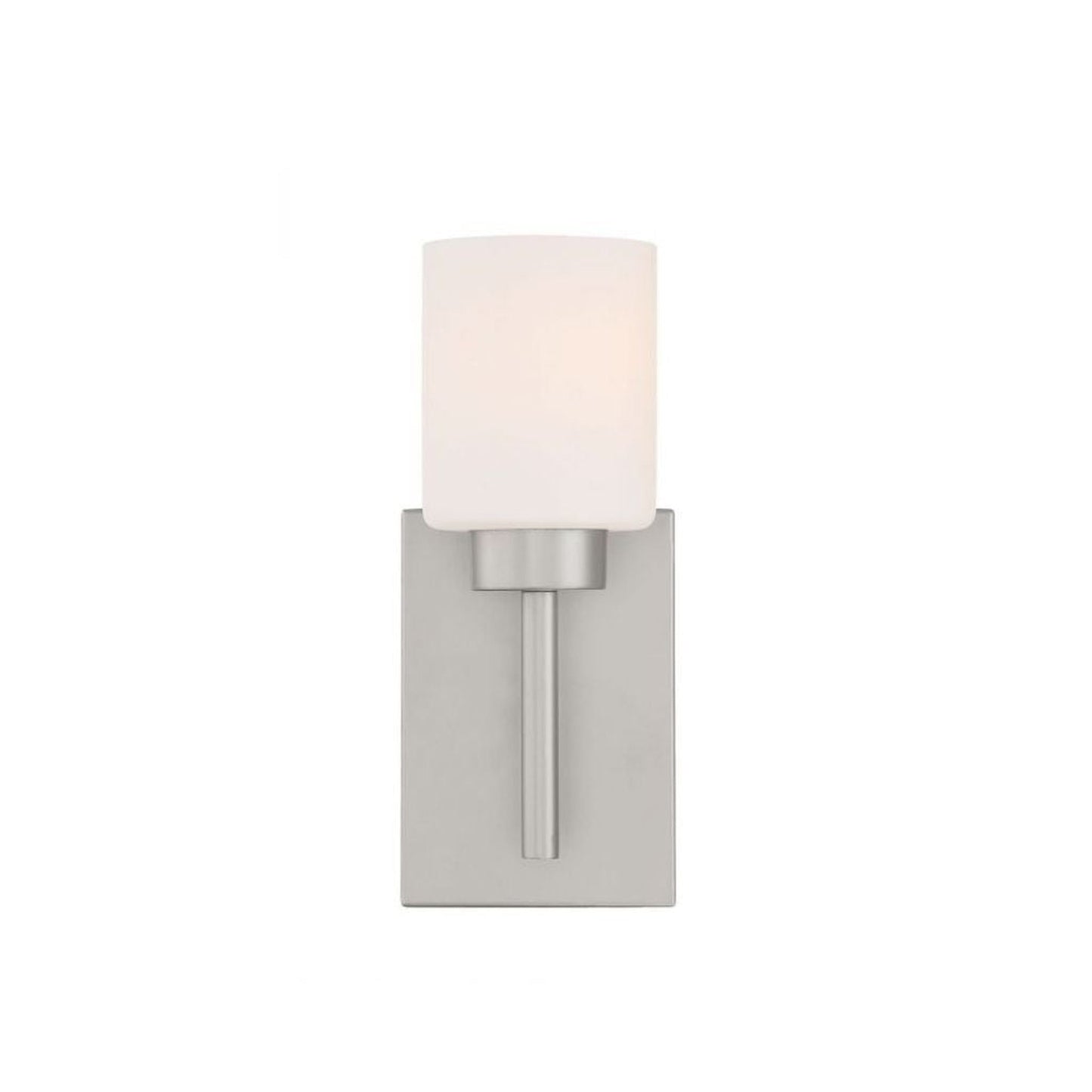 Craftmade Cadence 5" x 11" 1-Light Satin Nickel Wall Sconce With White Frosted Glass Shade