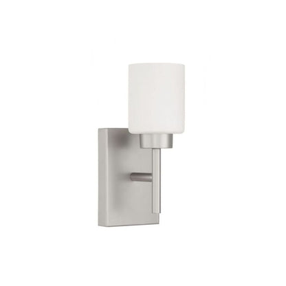 Craftmade Cadence 5" x 11" 1-Light Satin Nickel Wall Sconce With White Frosted Glass Shade